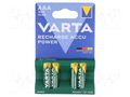 Re-battery: Ni-MH; AAA,R3; 1.2V; 800mAh; LONGLIFE; blister; 4pcs. VARTA ACCU-R3/800-V