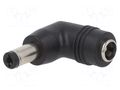 Adapter; Plug: right angle; Input: 5,5/2,1; Out: 5,5/2,1 MEAN WELL DC-PLUG-P1J-P1JR