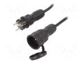 Extension lead; 3x2.5mm2; Sockets: 1; rubber; black; 5m; 16A KEL W-99143
