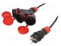 Extension lead; 3x1.5mm2; Sockets: 3; rubber; black; 15m; 16A KEL W-98984