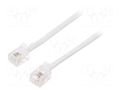 Cable: telephone; RJ11 plug,both sides; 10m; white GEMBIRD TC6P4C-10M