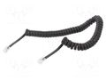 Cable: telephone; coiled; RJ10 plug,both sides; black; 2m GEMBIRD TC4P4CS-2M