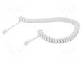 Cable: telephone; coiled; RJ10 plug,both sides; white; 2m GEMBIRD TC4P4CS-2M-W