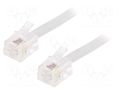 Cable: telephone; RJ11 plug,both sides; 3m; white; Cablexpert GEMBIRD TC6P4C-3M