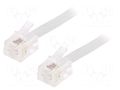 Cable: telephone; RJ11 plug,both sides; 3m; white; Cablexpert GEMBIRD TC6P4C-3M