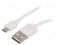 Cable; USB 2.0; USB A plug,USB B micro plug; 1m; white Goobay USBA-BMIC/010WH