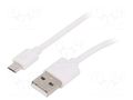 Cable; USB 2.0; USB A plug,USB B micro plug; 2m; white Goobay USBA-BMIC/020WH