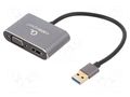 Adapter; USB 3.0; D-Sub 15pin HD socket,HDMI socket,USB A plug GEMBIRD A-USB3-HDMIVGA-01
