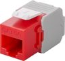 Keystone Module RJ45 CAT 6A, UTP, red - 16.5 mm wide, crocodile type, terminal strip for tool-free IDC mounting 90689