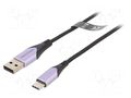Cable; USB 2.0; USB A plug,USB C plug; nickel plated; 1.5m; black VENTION CODVG