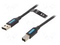 Cable; USB 2.0; USB A plug,USB B plug; nickel plated; 2m; black VENTION COQBH