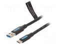 Cable; USB 3.0; USB A plug,USB C plug; nickel plated; 2m; black VENTION COZBH