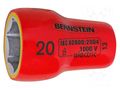 Socket: 6-angles; insulated,socket spanner; HEX 20mm; 3/8" BERNSTEIN BRN-16-496-VDE