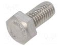 Screw; M5x10; 0.8; Head: hexagonal; A2 stainless steel; DIN 933 KRAFTBERG M5X10/D933-A2