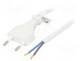 Cable; CEE 7/16 (C) plug,wires; PVC; 1.5m; white; 2.5A; 250V Goobay S6-2/07/1.5WH