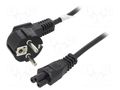 Cable; CEE 7/7 (E/F) plug angled,IEC C5 female; PVC; 1.8m; black Goobay SN322-3/07/1.8BK