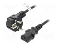 Cable; 3x1mm2; CEE 7/7 (E/F) plug angled,IEC C13 female; PVC GOOBAY SN326-3/10/2.5BK