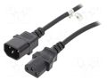Cable; IEC C13 female,IEC C14 male; PVC; 3.5m; black; 10A; 250V Goobay WN112-3/10/3.5BK