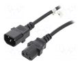 Cable; 3x1mm2; IEC C13 female,IEC C14 male; PVC; 5m; black; 10A GOOBAY WN112-3/10/5BK