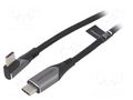Cable; USB 2.0; USB C plug,USB C angled plug; 0.5m; black; 100W VENTION TAKHD