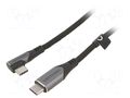 Cable; USB 2.0; USB C plug,USB C angled plug; 1m; black; 480Mbps VENTION TAKHF