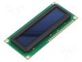 Display: OLED; alphanumeric; 16x2; Dim: 80x36x10mm; white; PIN: 16 RAYSTAR OPTRONICS REC001602AWPP5N01