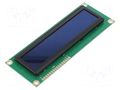 Display: OLED; alphanumeric; 16x2; Dim: 122x44x10mm; green; PIN: 16 RAYSTAR OPTRONICS REC001602HGPP5N01