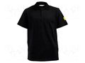 Polo shirt; ESD; S; cotton,polyester,conductive fibers; black ANTISTAT ATS-108-6541