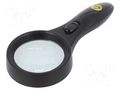 Tool: hand magnifier; ESD; Mag: x2.25; Illumin: LED,UV LED; Ø60mm INSPEKTEC PRT-IN1200ESD