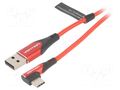 Cable; USB 2.0; USB A plug,USB C angled plug; 1.5m; red; 480Mbps VENTION COERG