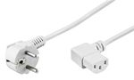 Angled IEC Cord on Both Sides, 5 m, White, (3*1 mm²), 5 m - safety plug hybrid (type E/F, CEE 7/7) 90° > Device socket C13 (IEC connection) 90° 93120
