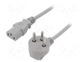 Cable; 3x0.75mm2; IEC C13 female,IS1-16P (H) plug angled; PVC LIAN DUNG SN32-3/07/1GY