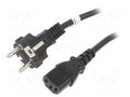 Cable; CEE 7/7 (E/F) plug,IEC C13 female; PVC; 3m; black; 10A Goobay SN316-3/10/3BK