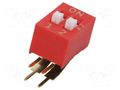 Switch: DIP-SWITCH; OFF-ON; 0.1A/50VDC; Pos: 2; THT; -20÷85°C; KAS E-SWITCH KAS2102E