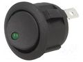 ROCKER; SPST; Pos: 2; ON-OFF; 20A/14VDC; black; LED; RA; Body: black SWITCH COMPONENTS RA2-1A-DC-2-GL
