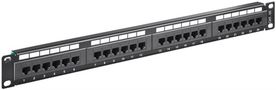 CAT 5e 19-inch (48.3 cm) Patch Panel, 24 Port (1 U), UTP, black - UTP unshielded, black 93865