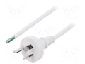 Cable; 3x0.75mm2; AS/NZS 3112 (I) plug,wires; PVC; 1.8m; white LIAN DUNG S27-3/07/1.8WH