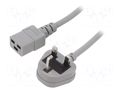 Cable; 3x1.5mm2; BS 1363 (G) plug,IEC C19 female; PVC; 1m; grey LIAN DUNG SN317-3/15/1.0GY