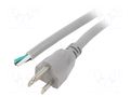 Cable; 3x16AWG; NEMA 5-15 (B) plug,wires; PVC; 5m; grey; 13A; 125V LIAN DUNG S21-3/16/5GY