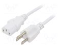Cable; 3x18AWG; IEC C13 female,NEMA 5-15 (B) plug; PVC; 1.8m LIAN DUNG SN22-3/18/1.8WH