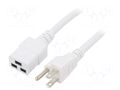 Cable; 3x14AWG; IEC C19 female,NEMA 5-15 (B) plug; PVC; 1m; white LIAN DUNG SN318-3/14/1.0WH