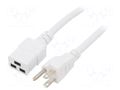 Cable; 3x14AWG; IEC C19 female,NEMA 5-15 (B) plug; PVC; 3m; white LIAN DUNG SN318-3/14/3.0WH