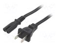 Cable; 2x18AWG; IEC C7 female,NEMA 1-15 (A) plug; PVC; 1.8m; 7A LIAN DUNG SN36-2/18/1.8BK