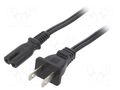 Cable; 2x18AWG; IEC C7 female,NEMA 1-15 (A) plug; PVC; 5m; black LIAN DUNG SN36-2/18/5BK