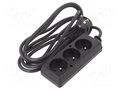 Extension lead; 3x1.5mm2; Sockets: 3; PVC; black; 3m; 16A JONEX PS-370/1.5-3.0BK