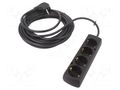 Extension lead; 3x1.5mm2; Schuko; Sockets: 4; PVC; black; Len: 10m JONEX PS-470S/1.5-10.0BK