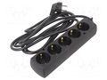 Extension lead; 3x1.5mm2; Schuko; Sockets: 5; PVC; black; Len: 3m JONEX PS-570S/1.5-3.0BK