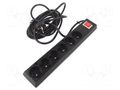 Extension lead; 3x1.5mm2; Sockets: 6; PVC; black; 5m; 16A JONEX PS-670WS/1.5-5.0BK