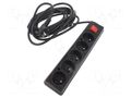Extension lead; 3x1.5mm2; Sockets: 5; PVC; black; 5m; 16A JONEX PS-570WS/1.5-5.0BK