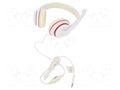 Headphones with microphone; white,red; Jack 3,5mm; headphones GEMBIRD MHS-03-WTRD